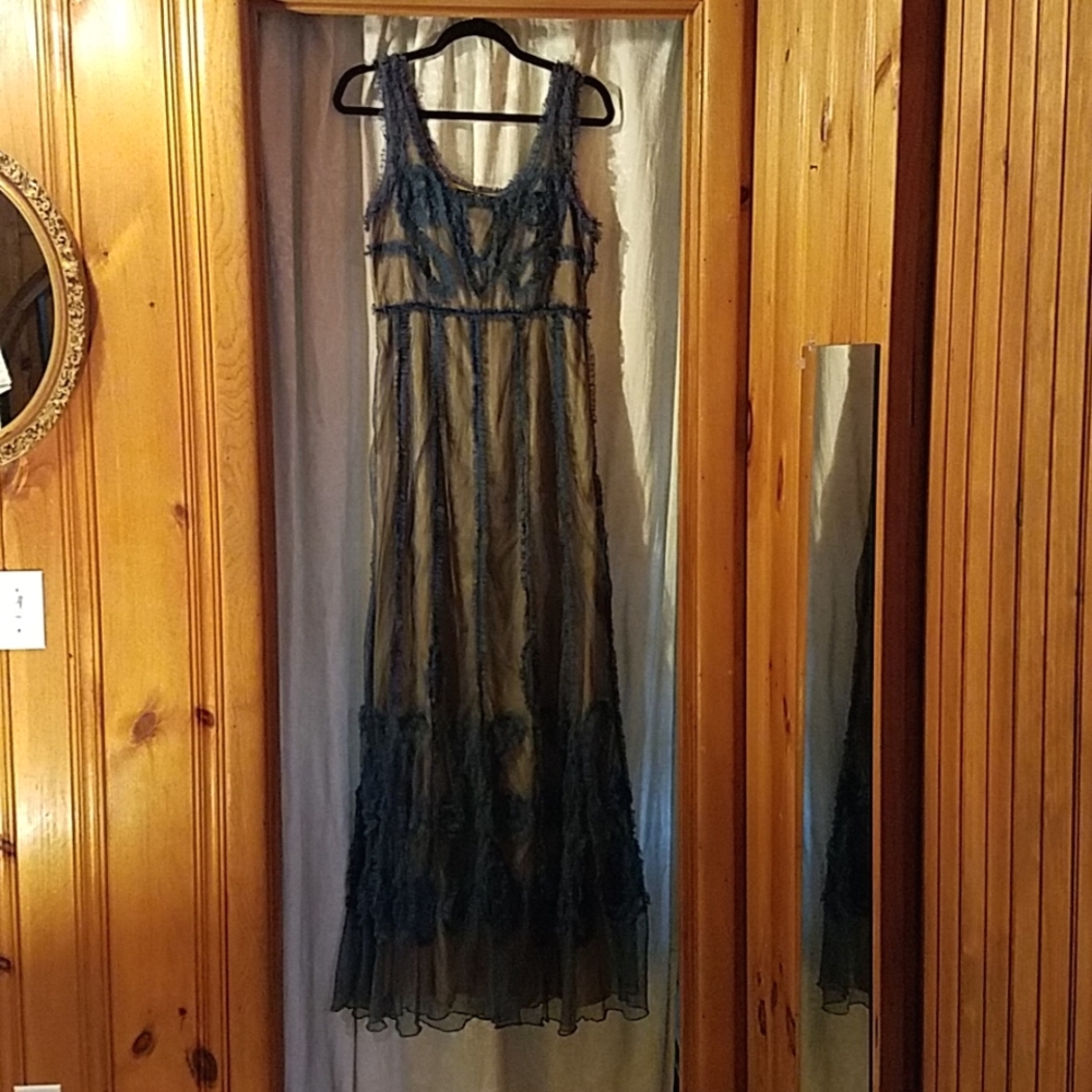 James Coviello blue and gold long dress (US size 4)